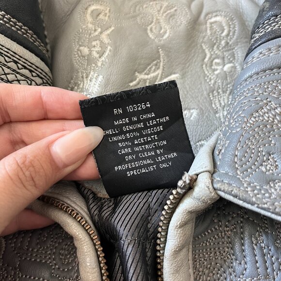 Al Wissam Genuine Leather Jacket Money Pattern - Picture 7 of 8